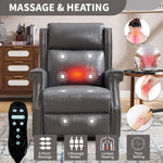 LL1260 manual leather recliner chair with 8-point massage, 3 modes, lumbar heating, and remote control for cozy living room comfort.