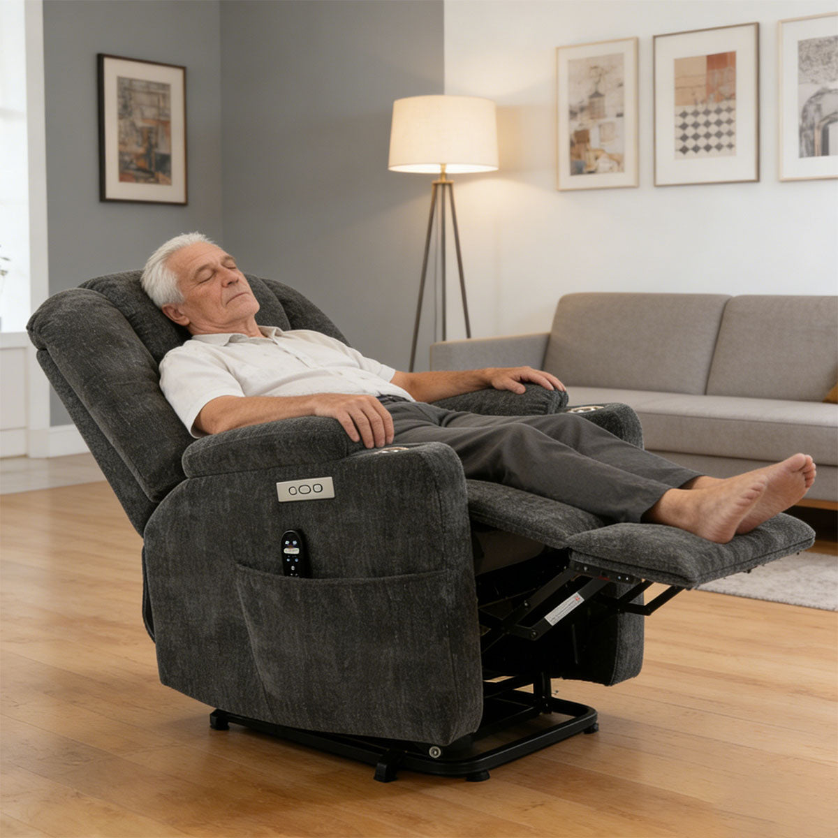LL1971-Dual Motor Power Lift Chair Recliner with Heat & Massage – 350 lb Capacity, 155° Recline