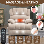 LL1136 chenille electric lift chair recliner for seniors with 8-point massage, lumbar heating, and remote control in a cozy living room setting.