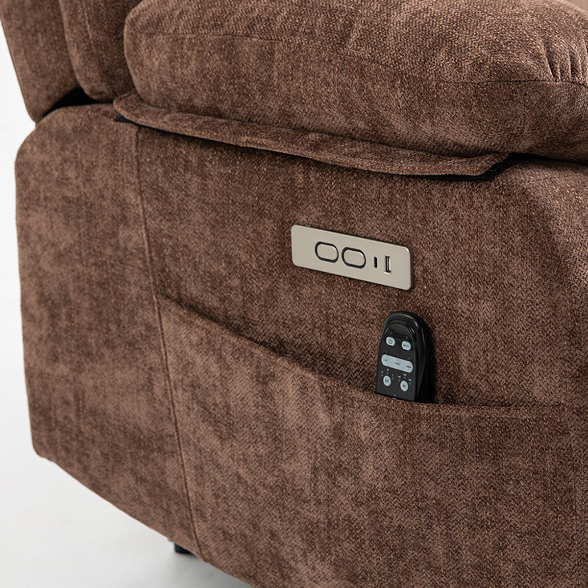 LL1136 power lift recliner side pocket with remote control and USB charging port, offering convenience and accessibility.