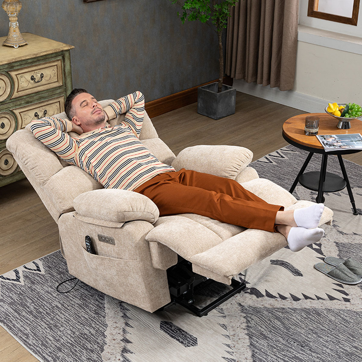 LL1136 Fabric Power Lift Recliner Chair with 8-Point Massage