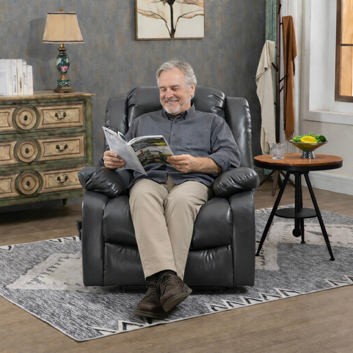 LL5516-Dual Motor Metal & Wood Lift Chair Recliner with Heat & Massage