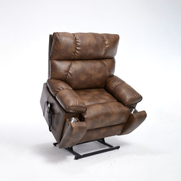 LL0243-Oversized Faux Leather Power Lift Recliner Chairs with Massage & Heat