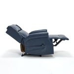 LL1260 leather recliner chair in full recline position with extended footrest and supportive backrest for maximum comfort.