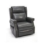 LL1260 manual leather recliner chair in dark gray with nailhead trim and plush cushioning for stylish living rooms.