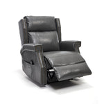 LL1260 manual leather recliner chair partially reclined with extended footrest, compact and stylish for modern living room spaces.