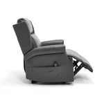 LL1260 manual leather recliner chair in mid-recline position with footrest extended, ideal for modern living room relaxation.