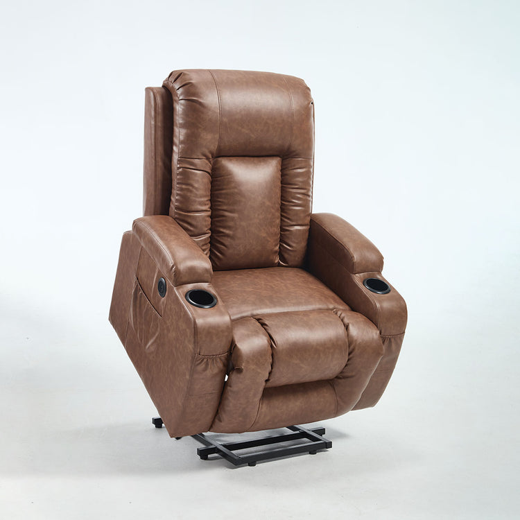 LL0988-Faux Leather Power Lift Recliner Chair for Elderly with USB & Cup Holders