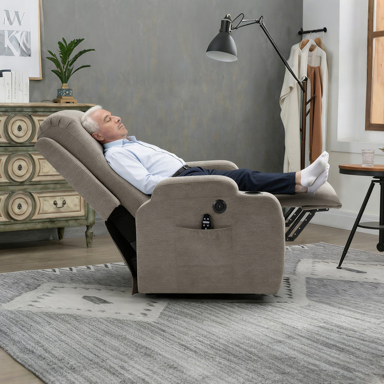 LL0988-Metal & Wood Power Lift Recliner Chair for Elderly with USB & Cup Holders